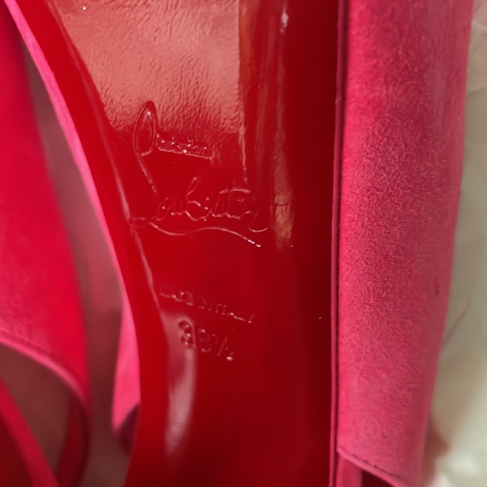 Christian Louboutin lace nvp pink suede platform stiletto sz 38.5 120mm poupidou - Picture 9 of 10